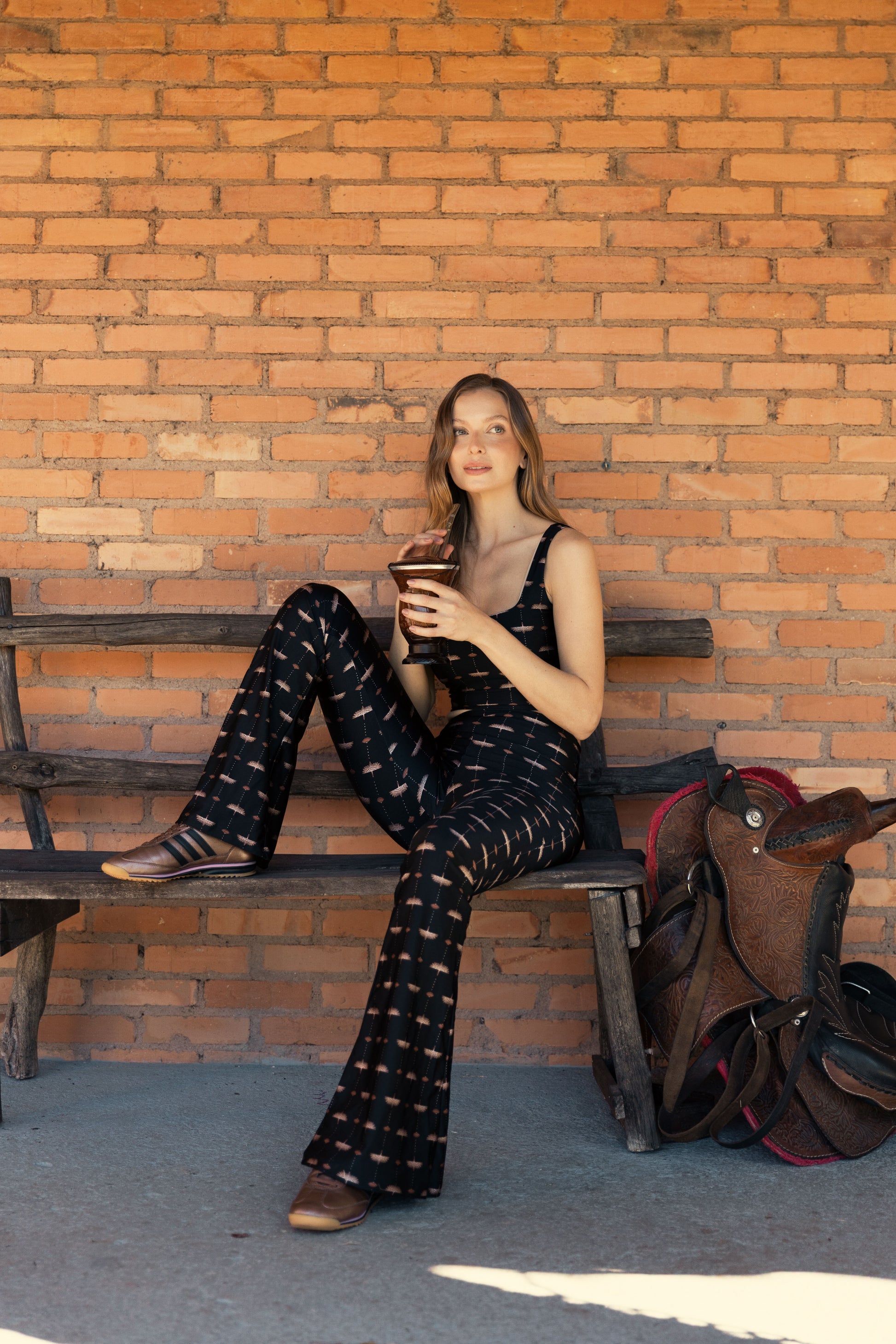 Flare Estampa Tsuru Noir