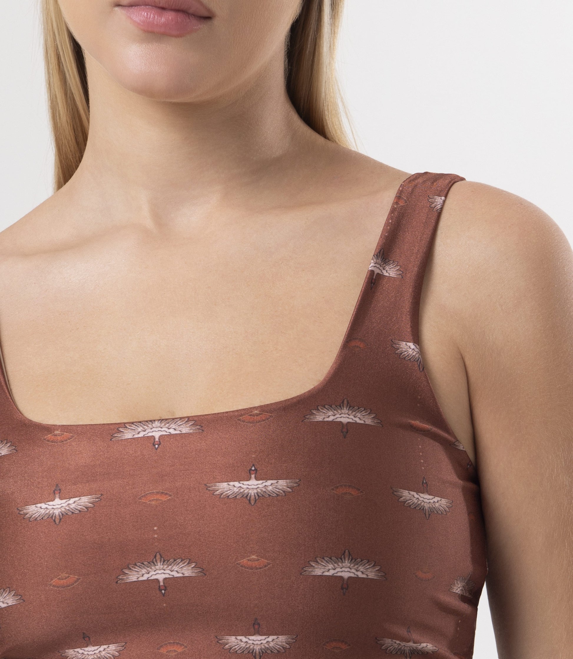 Top Cropped Estampa Tsuru