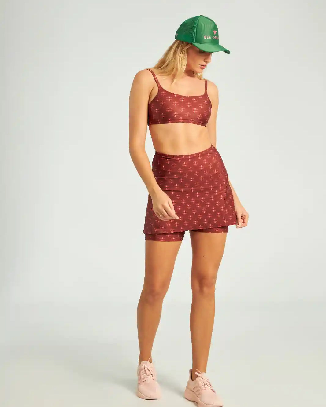 Saia Tênis Teddy Bear Pink Bee Gracie moda fitness feminina