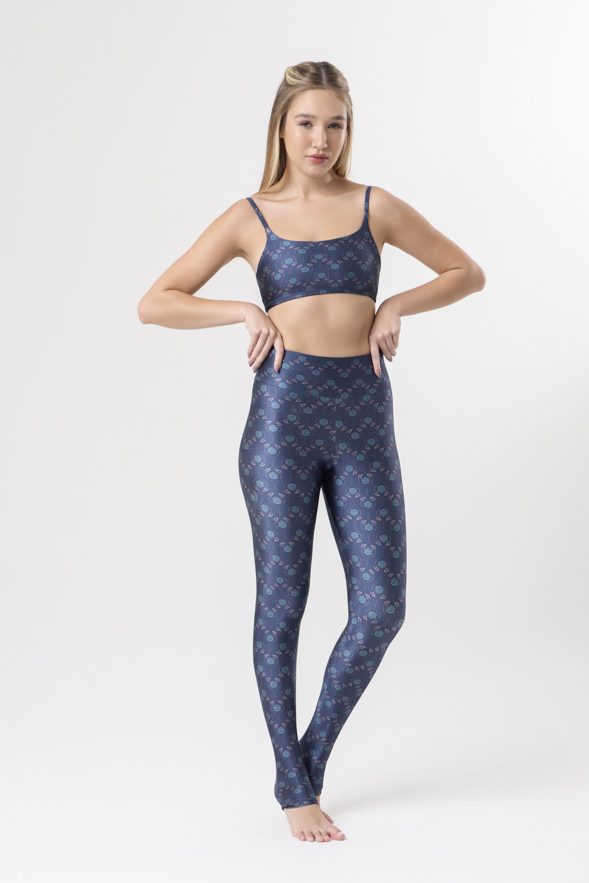 Legging Estampa Blue Lotus modelo High Waist