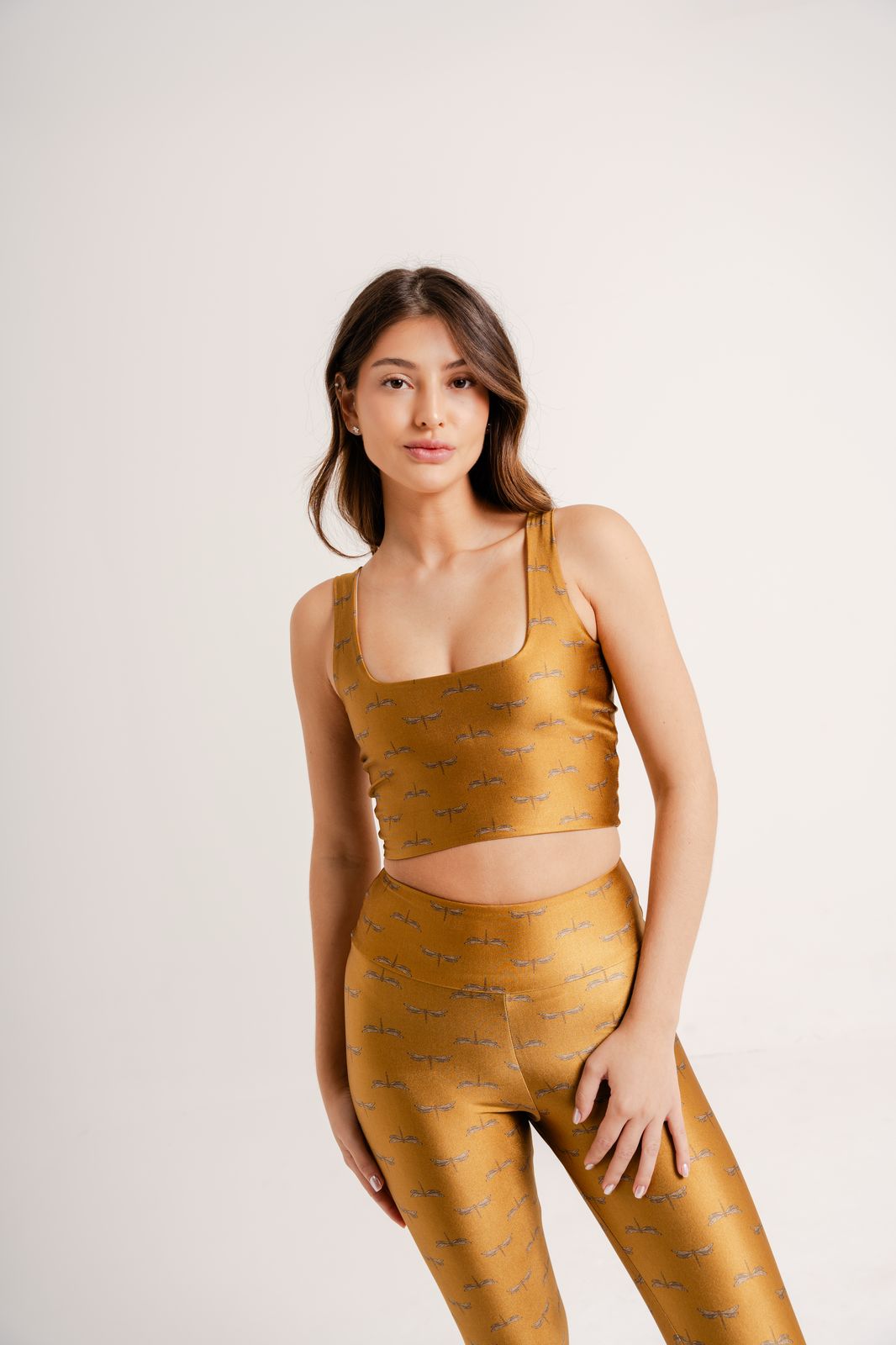 Top Cropped Estampa Dragonfly