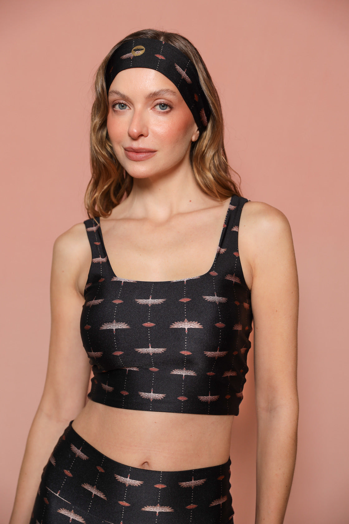 Top Cropped Estampa Tsuru Noir