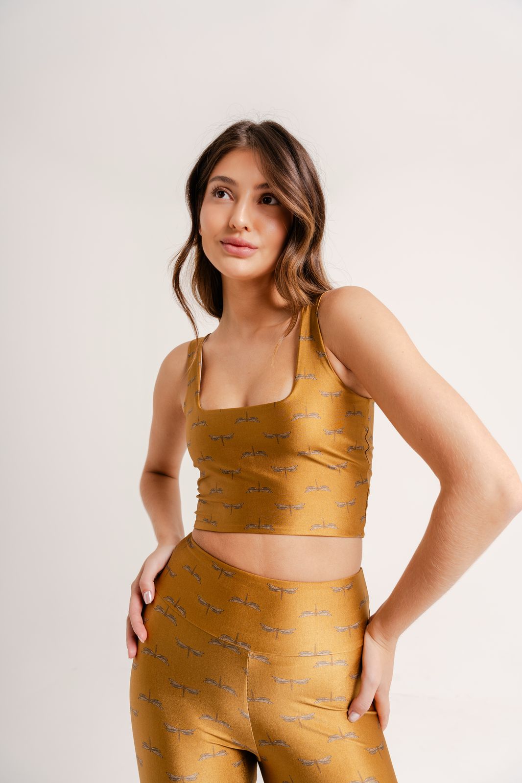 Top Cropped Estampa Dragonfly
